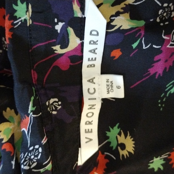 Veronica Beard Carmine sz 6 Silk Black Floral Puff Sleeve Blouse - Picture 5 of 11